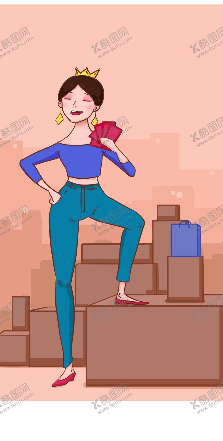 编号：52929607082234436311【酷图网】源文件下载-矢量人物购物女王PSD