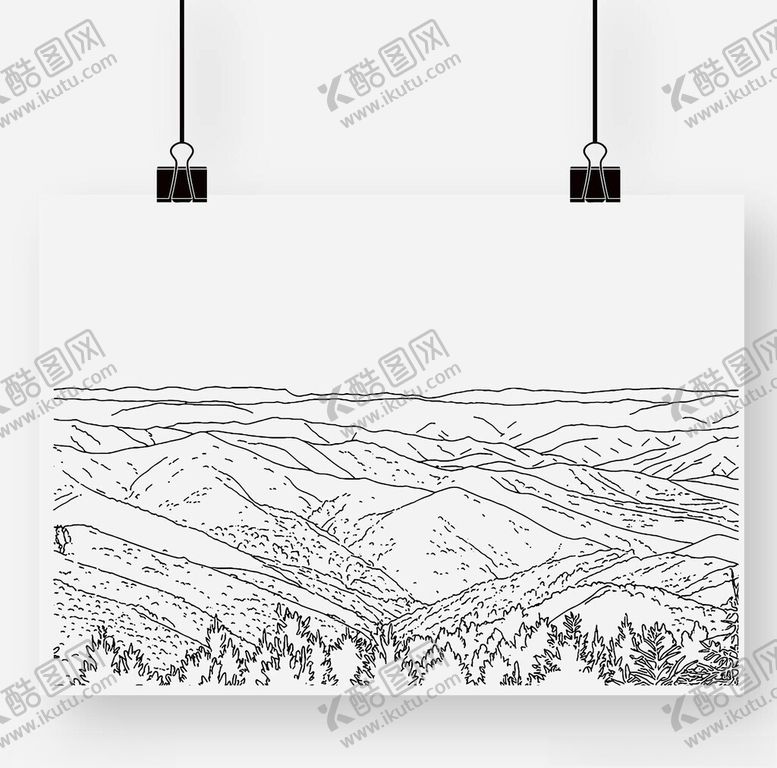 编号：69320009231356021896【酷图网】源文件下载-黑白线条绘就的山川图景