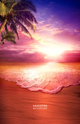 夕阳海边风景画