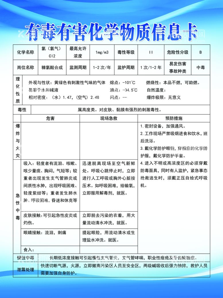 编号：69037412090029431525【酷图网】源文件下载-有毒危险化学品信息卡