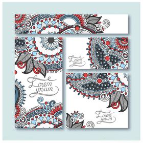 佩斯利花纹装饰卡片设计