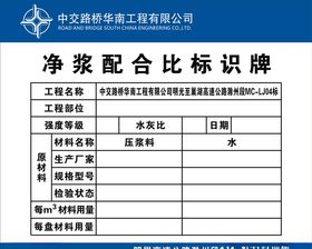 净浆配合比标识牌