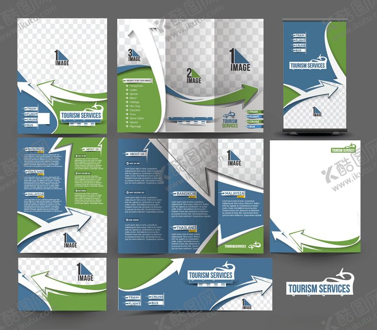 编号：72349411191415191664【酷图网】源文件下载-蓝绿风格宣传册设计模板