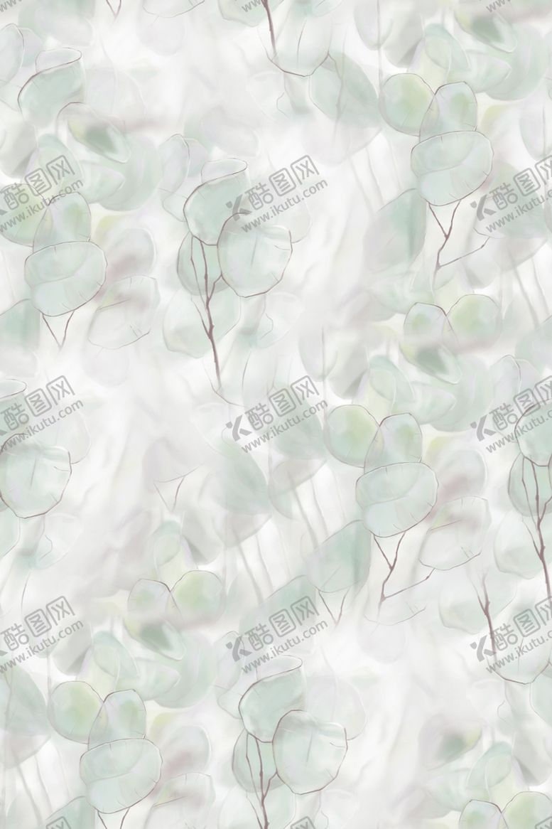 水彩叶女装印花童装花型四方连续植物