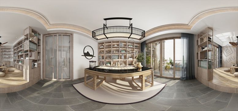 编号：33360609241414258385【酷图网】源文件下载-新中式书房