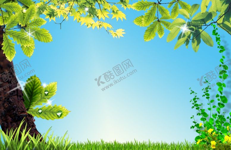 编号：40831910250553086042【酷图网】源文件下载-春天绿色边框树叶