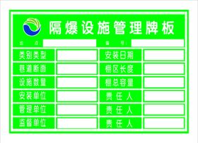 隔爆设施管理牌