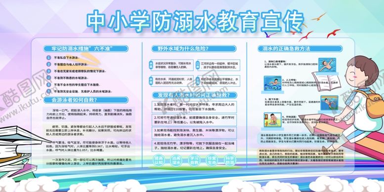 编号：61682307010656014304【酷图网】源文件下载-校园防溺水宣传教育展板