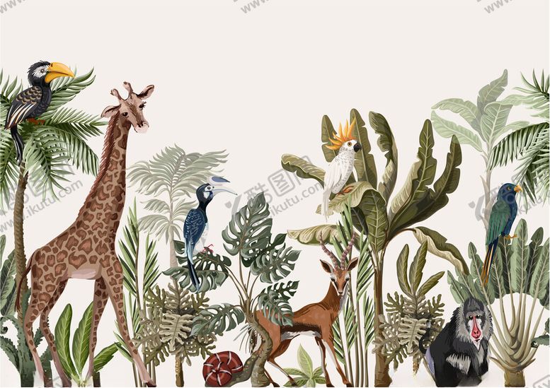 编号：41007810151846357100【酷图网】源文件下载-丛林动物与植物景观