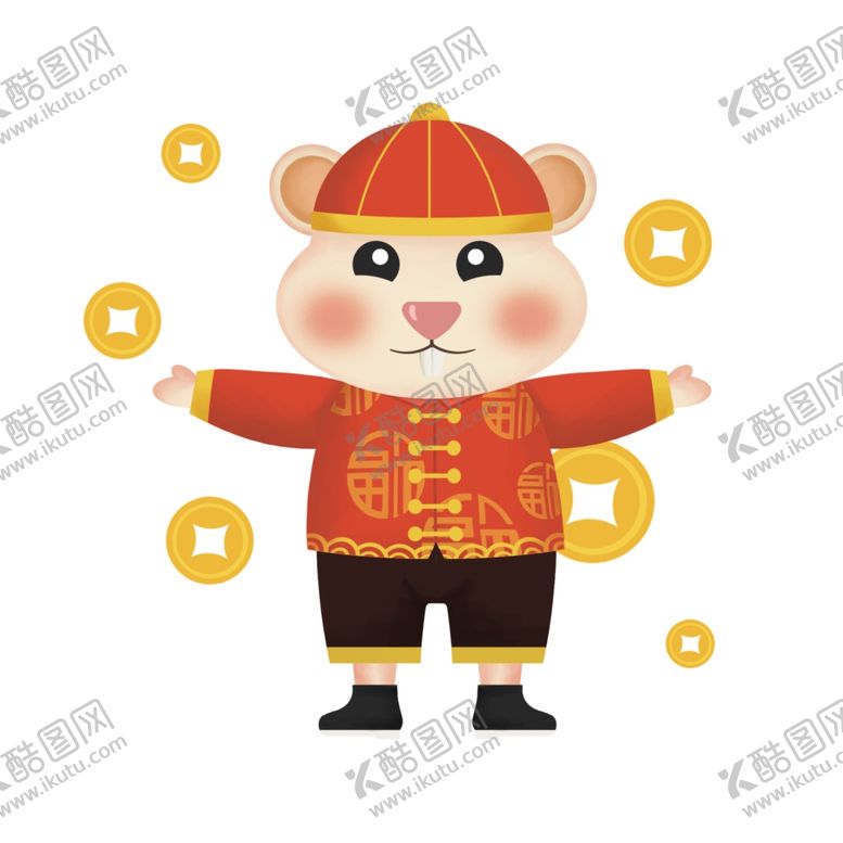 编号：13115209122341346754【酷图网】源文件下载-老鼠财神新年元素