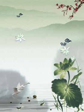水墨背景禅意山山装饰画圆形山画