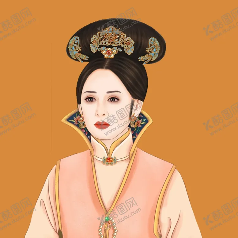 编号：31630403020019106246【酷图网】源文件下载-手绘清朝美女