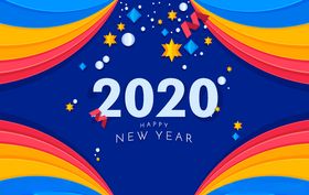 2020年扁平化新年快乐艺术字