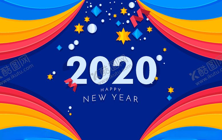 编号：39874710240006384581【酷图网】源文件下载-2020年扁平化新年快乐艺术字