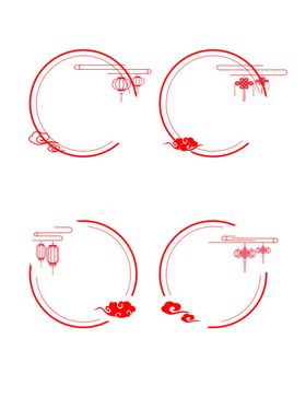 矢量中式圆形边框