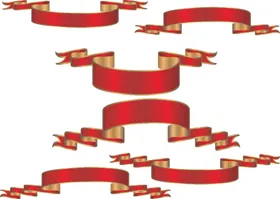 红色矢量彩带金边