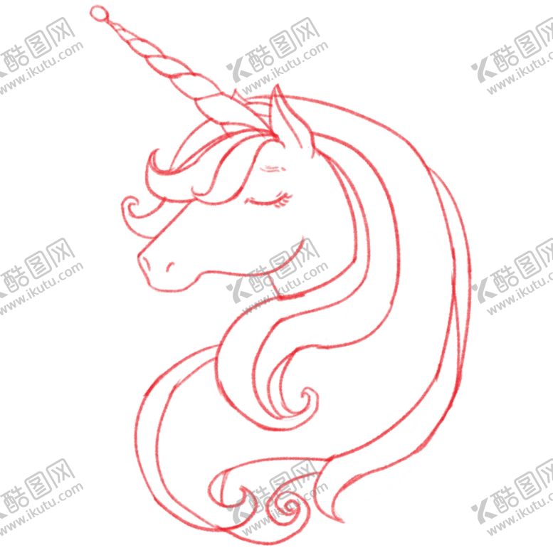 编号：72808301270244336821【酷图网】源文件下载-独角兽 卡通  线稿 简笔画