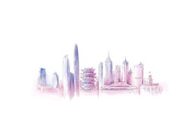 城市剪影大楼海报设计印象高楼
