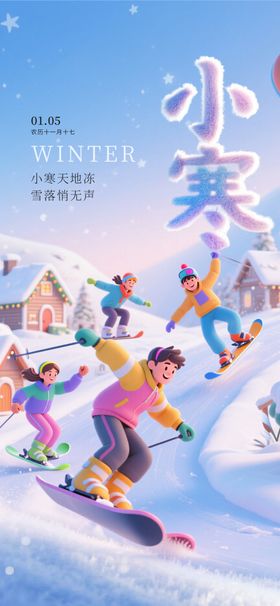 小寒大寒冬日滑雪海报