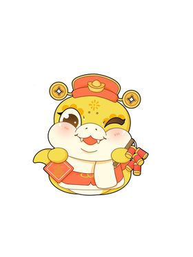 蛇年插画春节新IP锦鲤