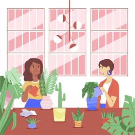 花店设计卡通植树卉种植插画