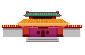 手绘古建筑