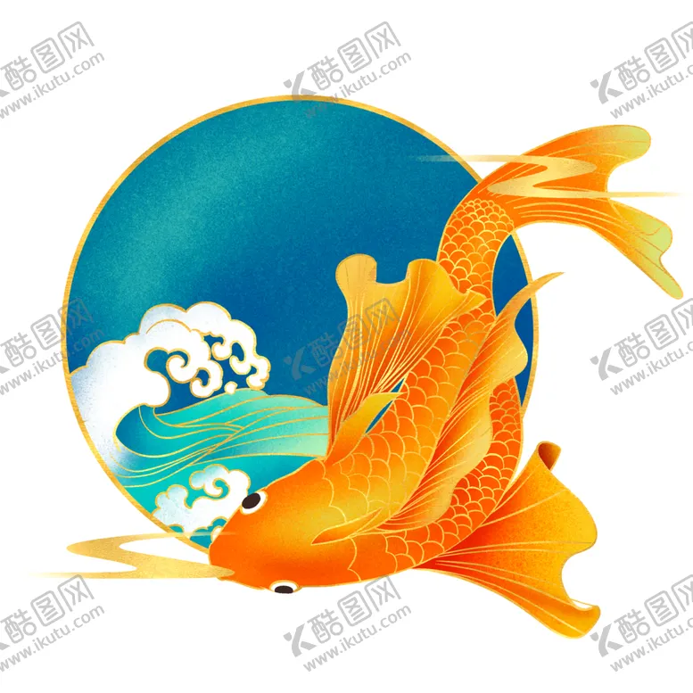 编号：98803702010528216974【酷图网】源文件下载-复古国风锦鲤