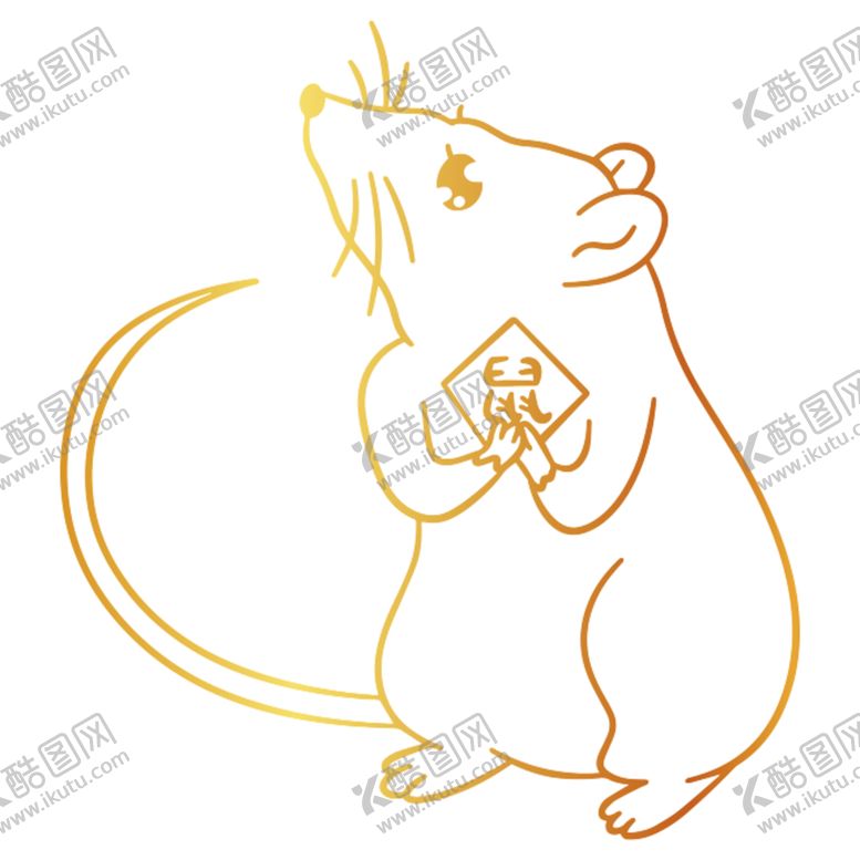 编号：49426109141053572105【酷图网】源文件下载-金色老鼠可爱剪纸