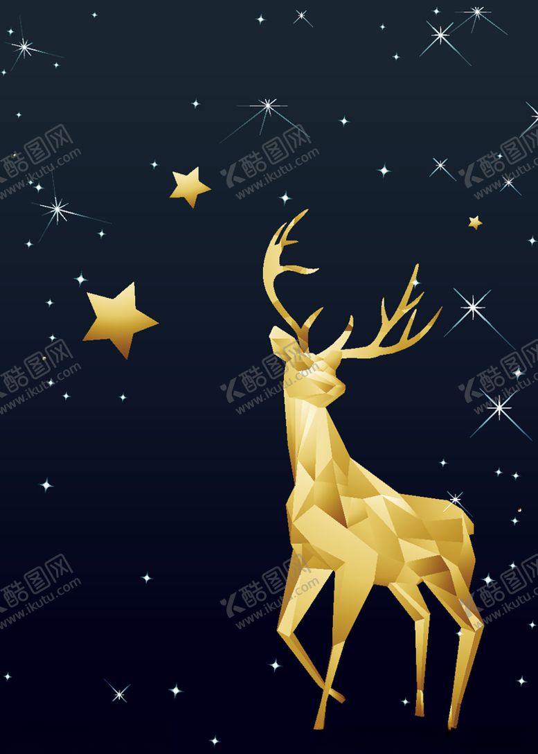编号：10634009220626122331【酷图网】源文件下载-圣诞鹿金色几何形麋鹿