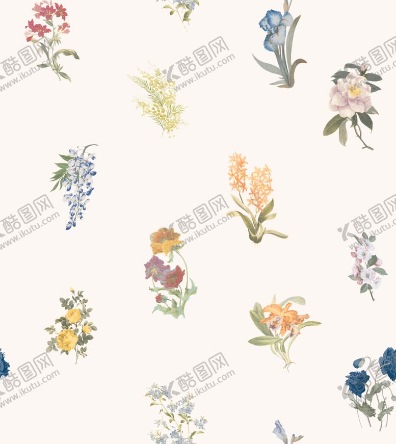 编号：94921704030918179365【酷图网】源文件下载-水彩花卉图案背景纹理