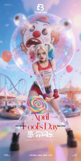 夜店酒吧酒馆商务愚人节海报