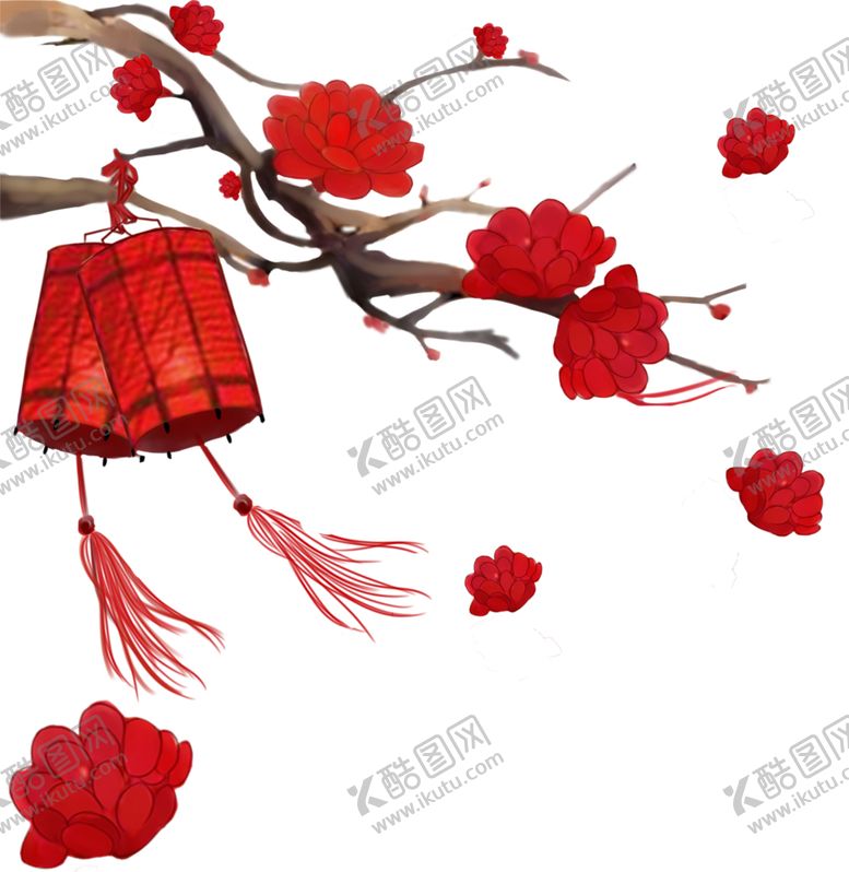 编号：91006704190033024851【酷图网】源文件下载-中国风灯笼梅花元素PNG