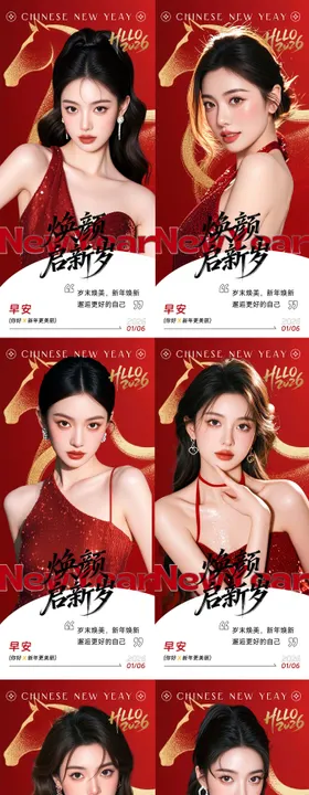 医美新年早安图系列海报