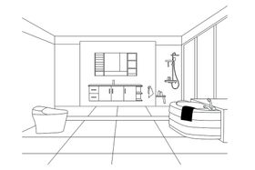 卫浴套间线条图