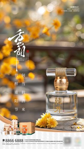 小瓶白酒重阳节日海报
