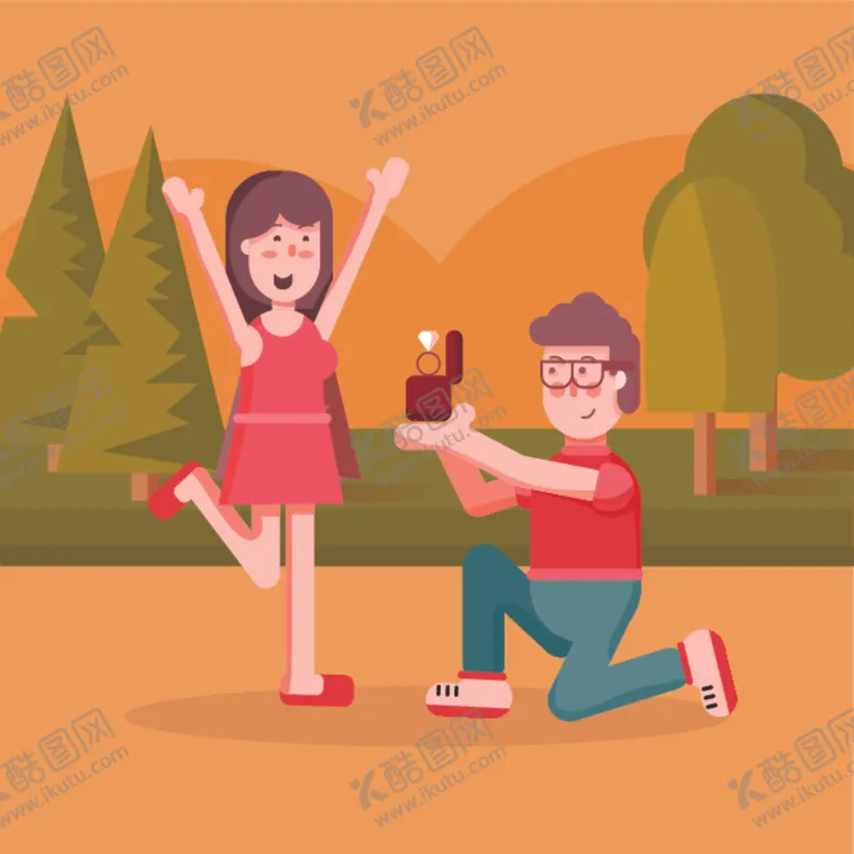 编号：82545104231423128295【酷图网】源文件下载-卡通人物求婚