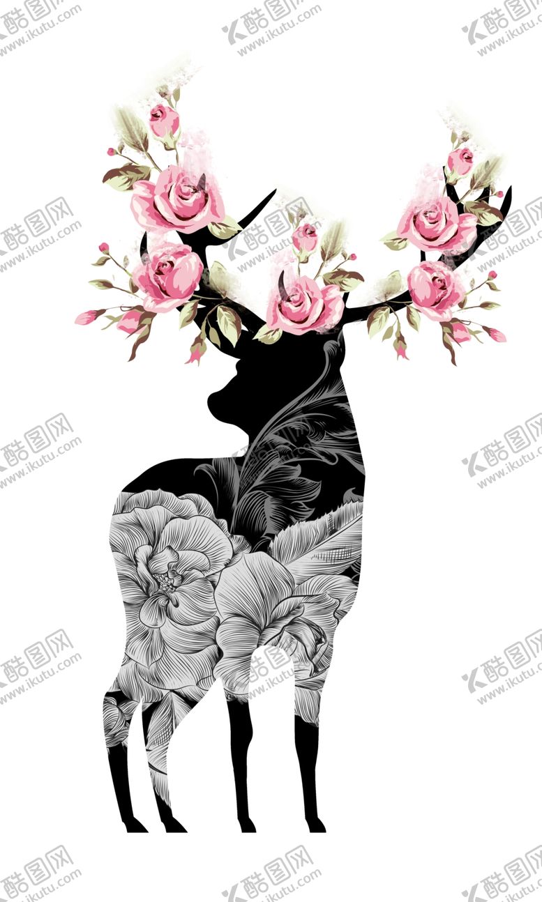 编号：92187610051727234106【酷图网】源文件下载-福禄双收鹿背景装饰画