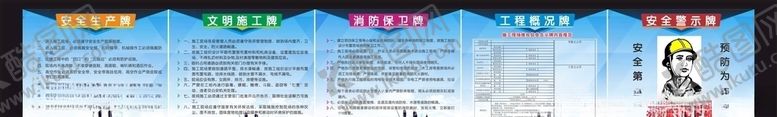 编号：58449807070115546385【酷图网】源文件下载-工地施工牌五牌一图安全生产图片