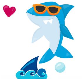 鲨鱼卡通手绘矢量素材