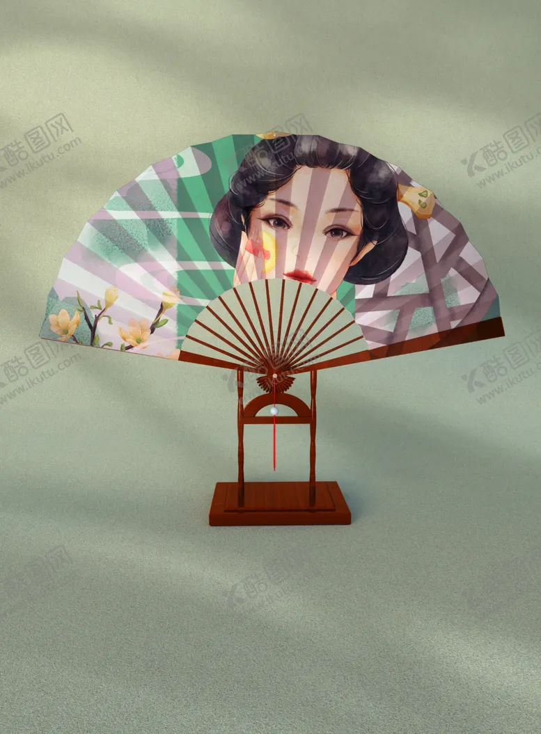 编号：77211701131510302575【酷图网】源文件下载-扇子纸扇团扇文创贴图样机