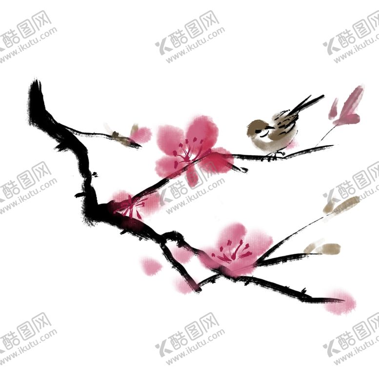 编号：44354810291421017696【酷图网】源文件下载-水墨桃花