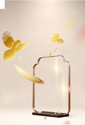 七夕素材情人节新中式中国风金色