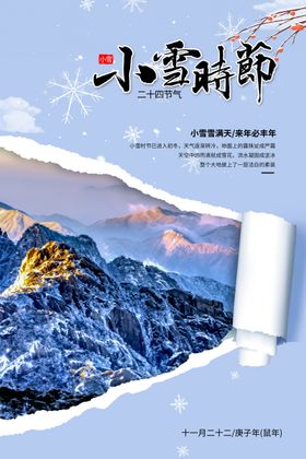 小雪大雪雪山插画海报