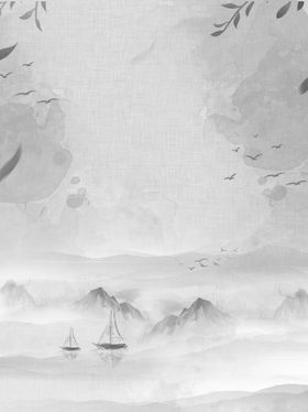 水墨背景新中式画黑白山画玄关画