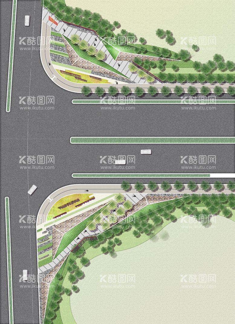 编号：07468509242028211524【酷图网】源文件下载-道路彩平图分层素材图片