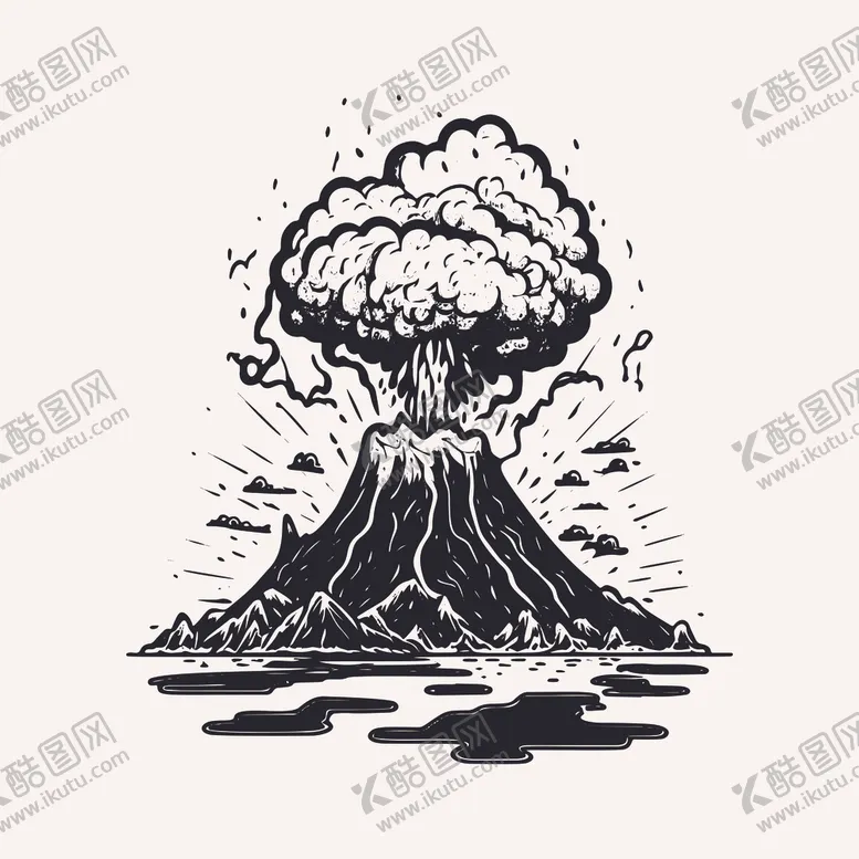 编号：10428602101758071681【酷图网】源文件下载-火山喷发插画