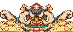 国潮狮子头卷轴传统中国风