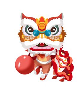 舞狮插画新春龙年2024