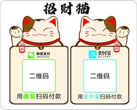 可爱猫咪二维码收款卡通牌