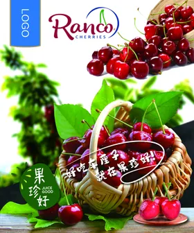 车厘子海报摄影设计樱桃易拉宝X展架